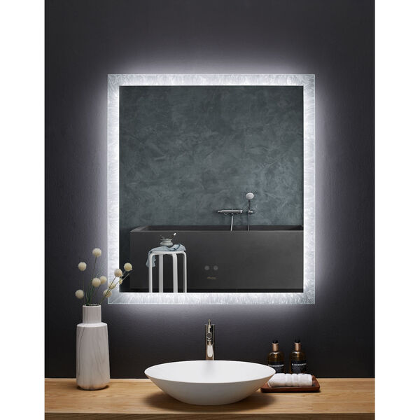Frysta White 36 x 40 Inch LED Frameless Rectangualar Mirror with Dimmer and Defogger, image 1