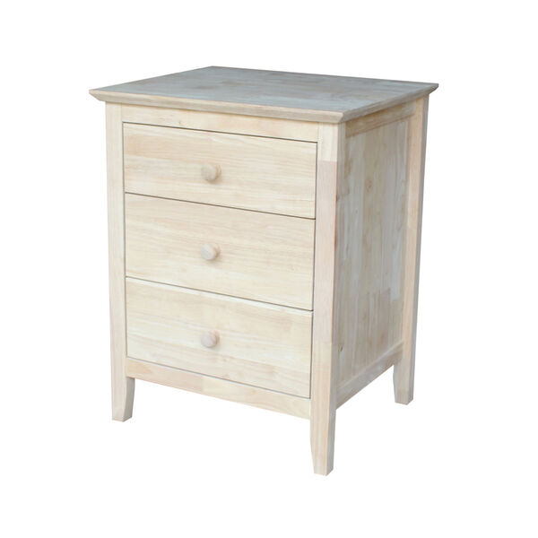 Unfinished Nightstand with 3 Drawers, image 1