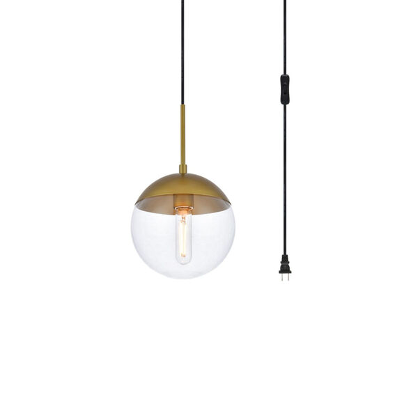 Eclipse Brass and Clear One-Light Plug-In Pendant, image 3