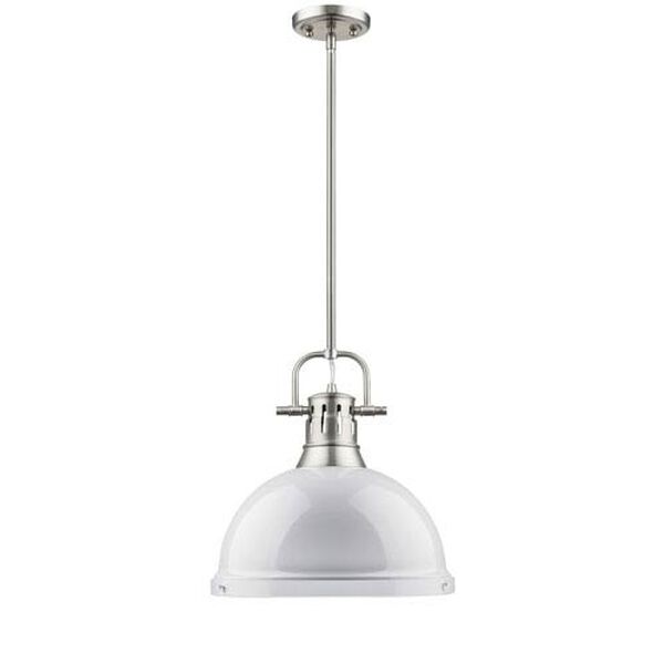 Duncan Pewter One-Light Pendant with White Shade, image 2