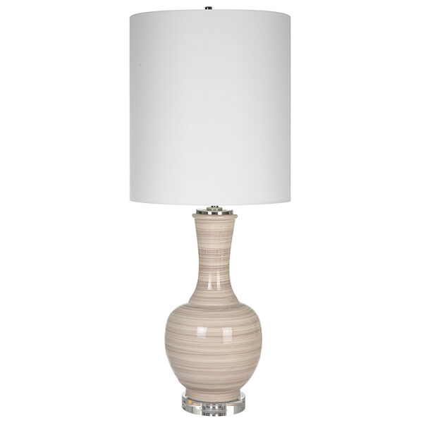 Chalice Taupe and Polished Nickel Table Lamp with White Shade, image 5