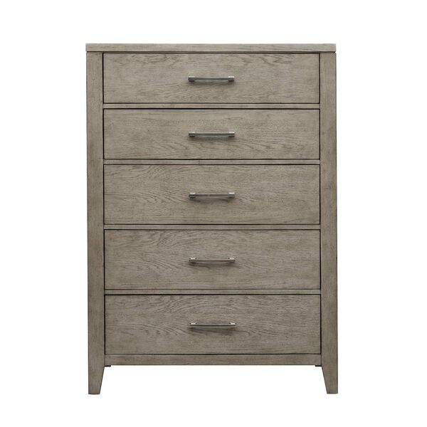 Essex Gray Wood Five-Drawer Chest, image 1