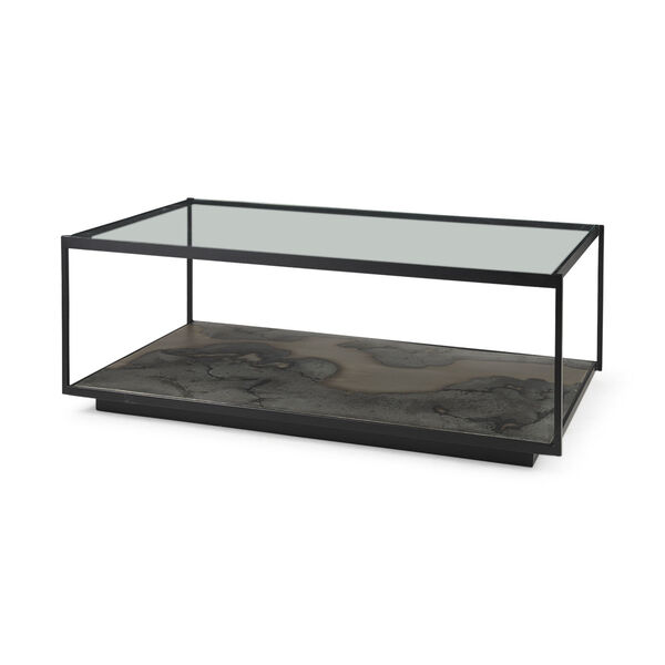 Roxdale Black Coffee Table with Glass Top, image 1