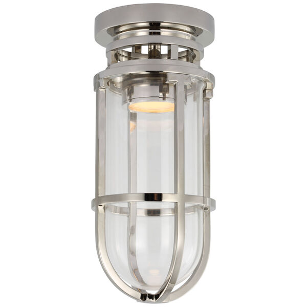 Gracie Tall Flush Mount in Polished Nickel with Clear Glass by Chapman  and  Myers, image 1