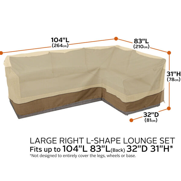 Ash Beige and Brown Patio Right facing Sectional Lounge Set Cover, image 4