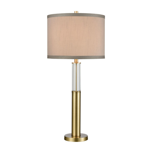 Cannery Row Antique Brass and Clear Glass 15-Inch Table Lamp in Brass, image 1