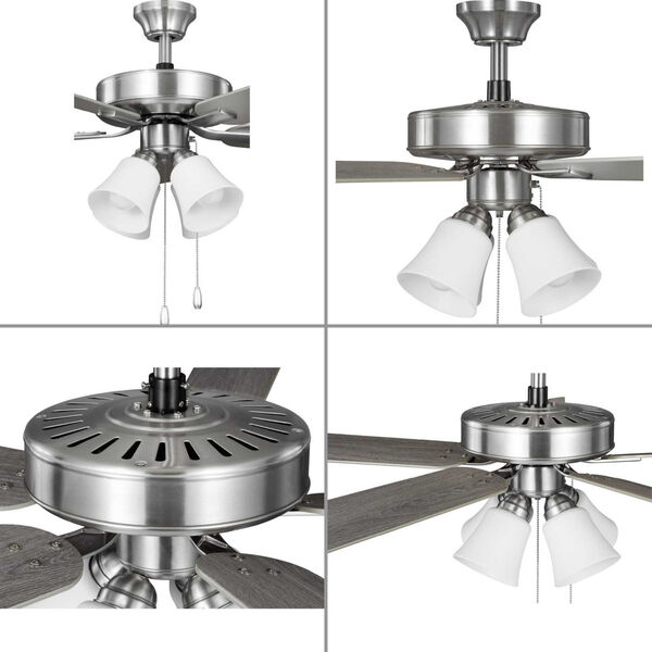 AirPro Builder Brushed Nickel 52-Inch Four-Light LED Ceiling Fan with Frosted Glass Light Kit, image 3