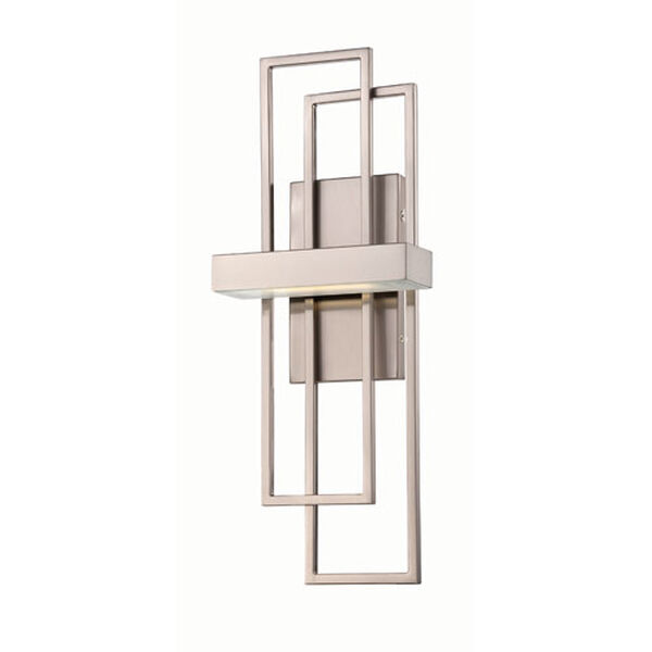 Frame Brushed Nickel One-Light LED Wall Sconce w/ Frosted Glass, image 1