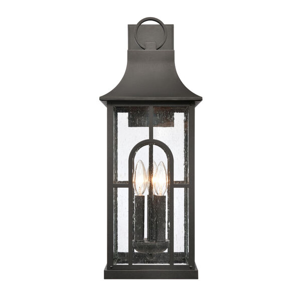 Triumph Textured Black Three-Light Outdoor Wall Sconce, image 1