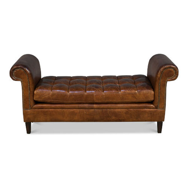 Brown 21-Inch Backless Settee, image 1