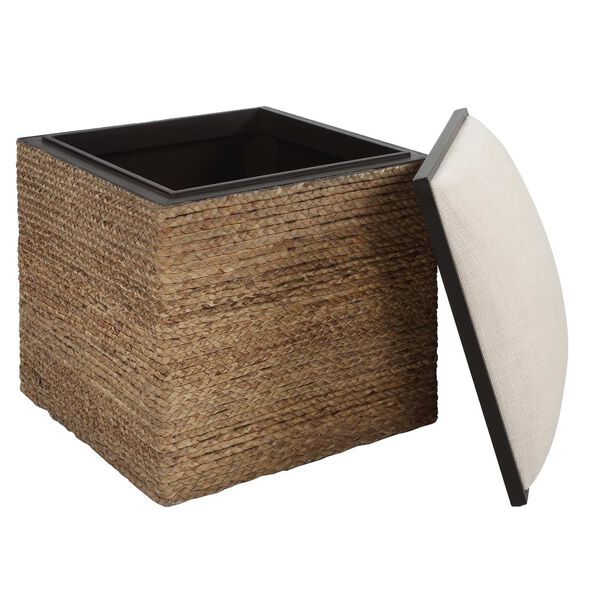 Island Natural and White Square Straw Ottoman, image 5