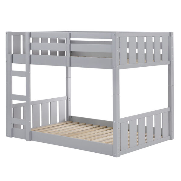 Solid Wood Slat Grey Twin Bunk Bed, image 1