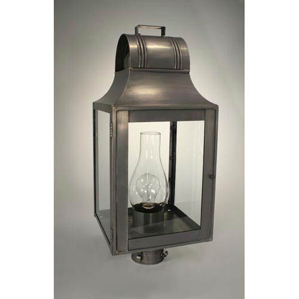 Livery Dark Brass One-Light Outdoor Post Light with Clear Glass, image 1