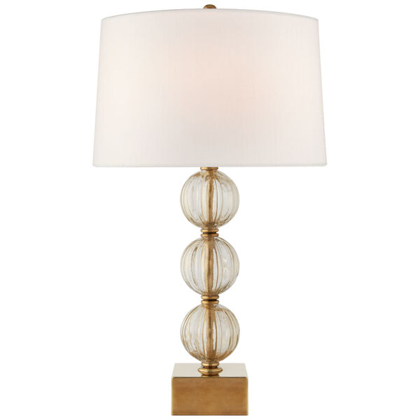 Sazerac Large Table Lamp in Gold Murano Glass with Linen Shade by Julie Neill, image 1