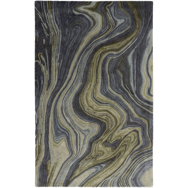 Amira Contemporary Marble Green Gray Rectangular: 3 Ft. 6 In. x 5 Ft. 6 In. Area Rug, image 1