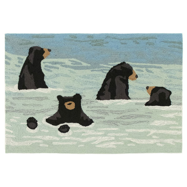 Liora Manne Frontporch Blue 30 x 48 Inches Bathing Bears Indoor/Outdoor Rug, image 2