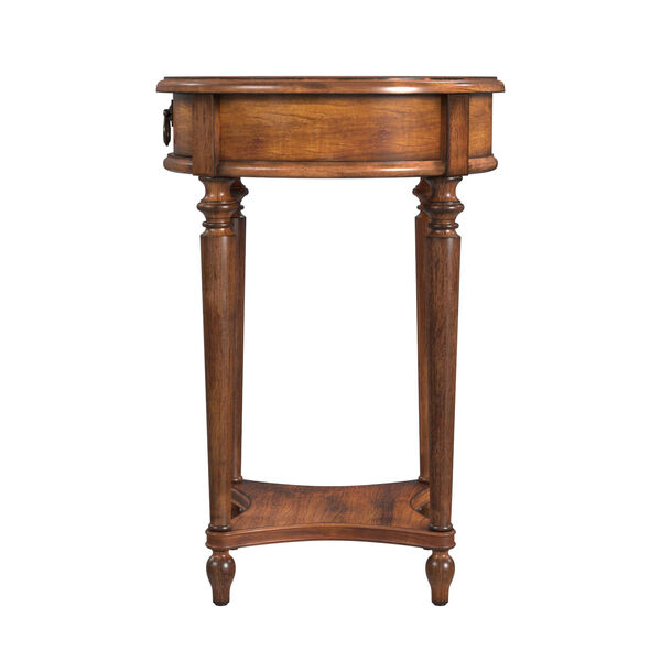 Jules Antique Cherry Round Accent Table with Drawer, image 3