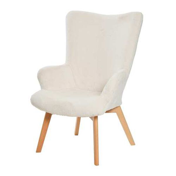 White Plush Wingback Chair, image 1