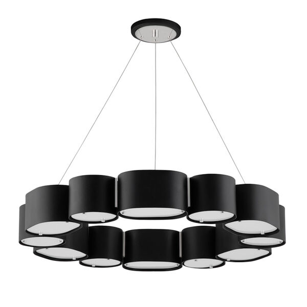 Opal Soft Black and Stainless Steel 12-Light Chandelier, image 1