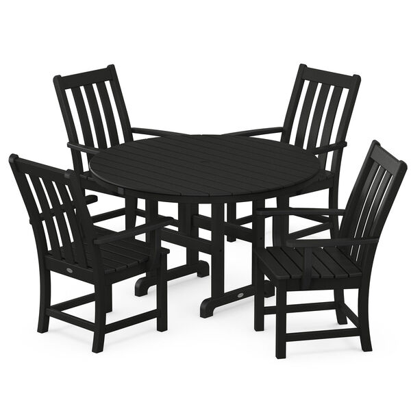 Vineyard Black Round Arm Chair Dining Set, 5-Piece, image 1