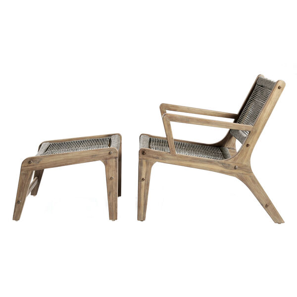 Explorer Wood Gray Lounge Chair and Ottoman , Set of Two, image 2