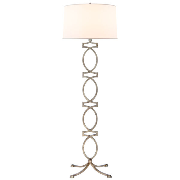 Brittany Floor Lamp in Venetian Silver with Silk Shade by Niermann Weeks, image 1