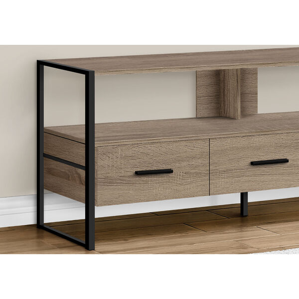 Dark Taupe and Black TV Stand with Three Drawers, image 3