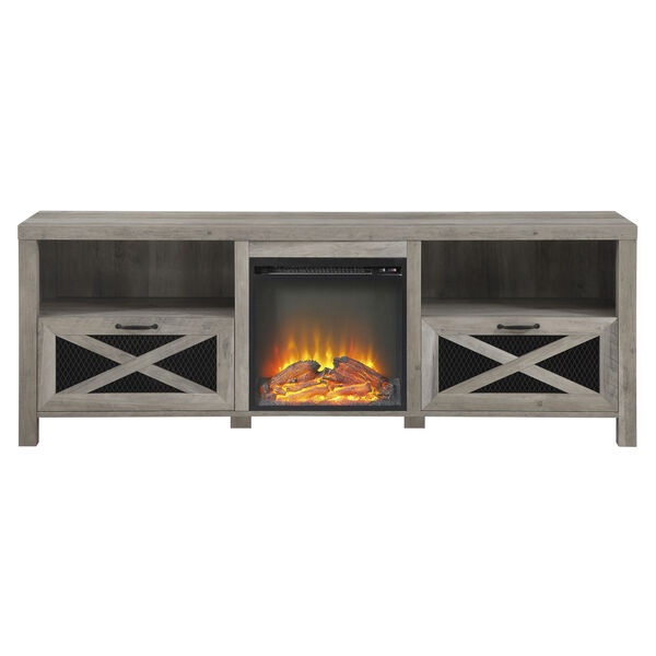 Abilene Gray and Black Fireplace TV Stand, image 1