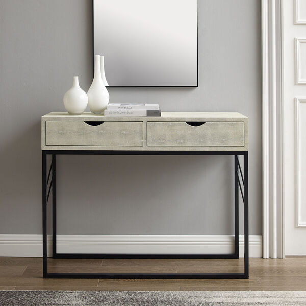Off White and Black Entry Table with Two Drawers, image 4