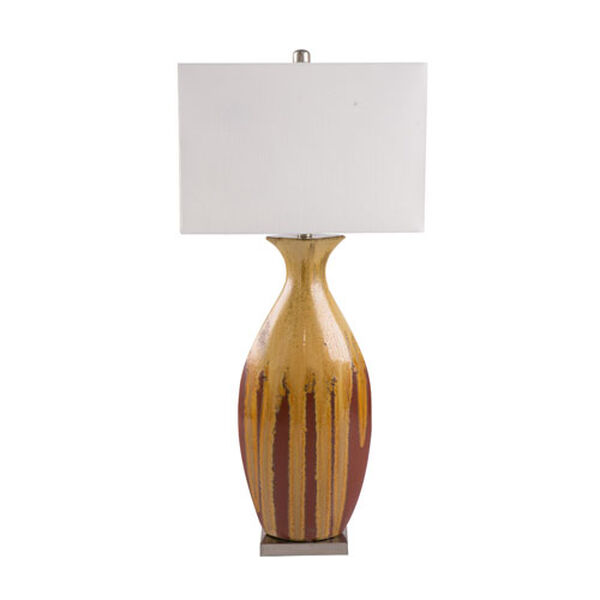 Orange White Drip Glazed Table Lamp, image 1