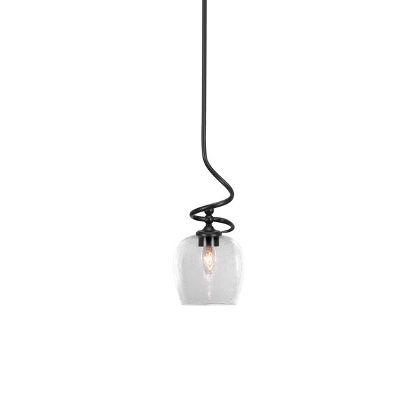Capri Matte Black One-Light Mini Pendant with Clear Bubble Glass, image 1