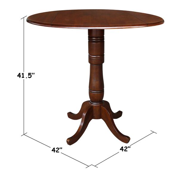 Espresso 42-Inch Round Top Dual Drop Leaf Pedestal Dining Table, image 5