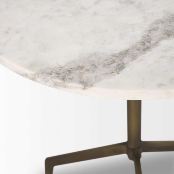 Serre Marble Top 3 Prong Gold Metal Base End Table, image 5
