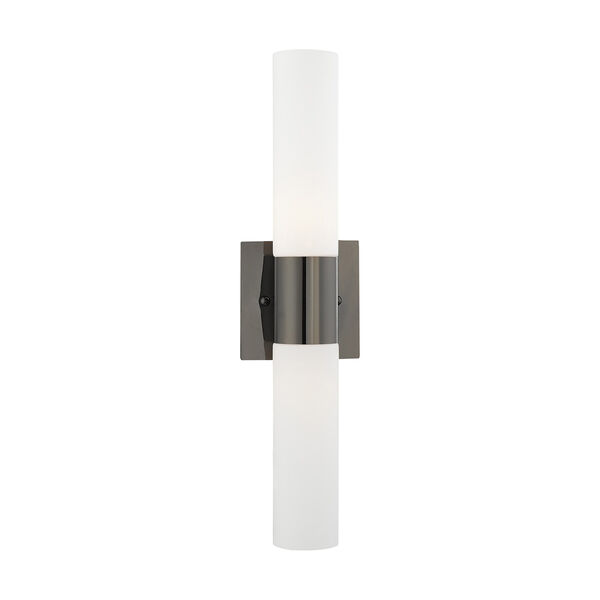 Aero Black Chrome 18-Inch Two-Light ADA Bath Vanity with Hand Blown Satin Opal White Twist Lock Glass, image 1
