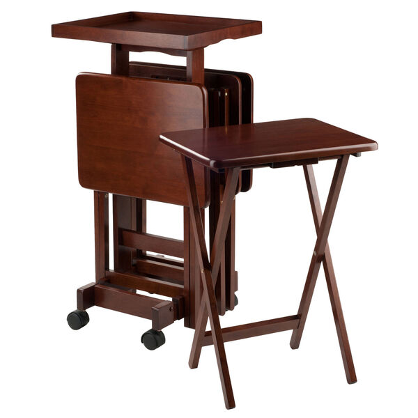 Isabelle Walnut Six Piece Snack Table Set, image 1