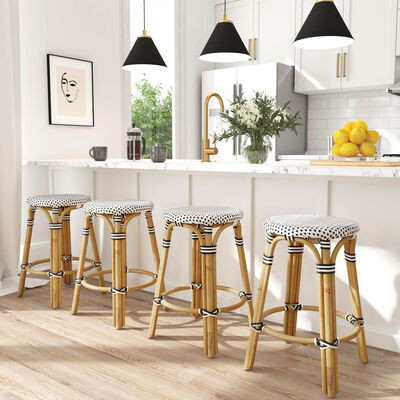 Bar Counter Stools Adjustable, 24 Inch White Wooden Bar Stools