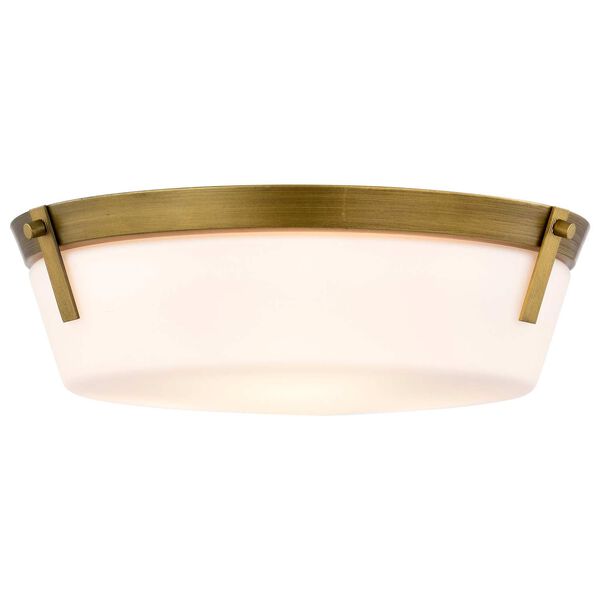 Rowen Natural Brass Three-Light Flush Mount with Etched White Glass, image 6