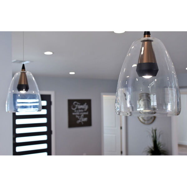 Sven Black and Coffee One-Light LED Mini Pendant With Clear Glass, image 4