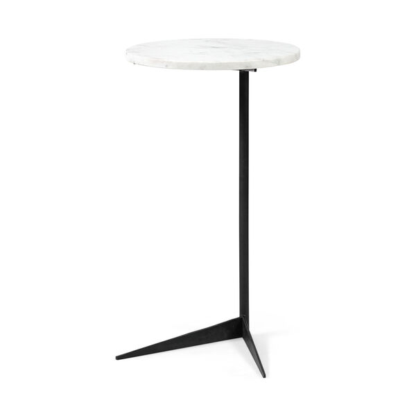 Ballatine II White and Black Round Marble Top End Table, image 1