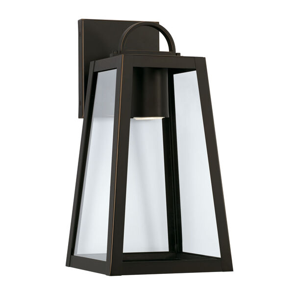 Leighton Oiled Bronze Eight-Inch One-Light Minimal Light Pollution Outdoor Wall Lantern with Clear Glass, image 1