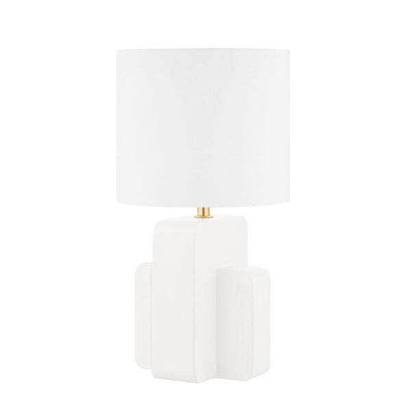 Elm Grove Aged Brass and Ceramic Satin White One-Light Table Lamp, image 1