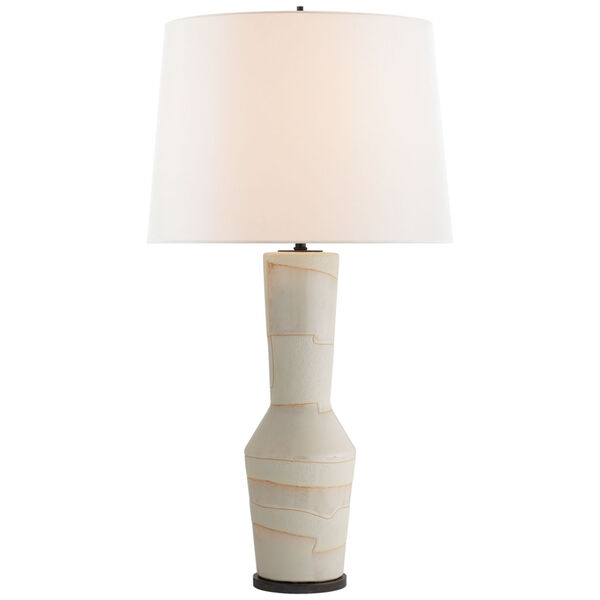 Alta Table Lamp in Porous White and Ivory with Linen Shade by Kelly Wearstler, image 1