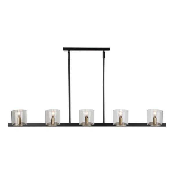 Salinas Black and Brass Five-Light LED Island Pool Table Pendant, image 1