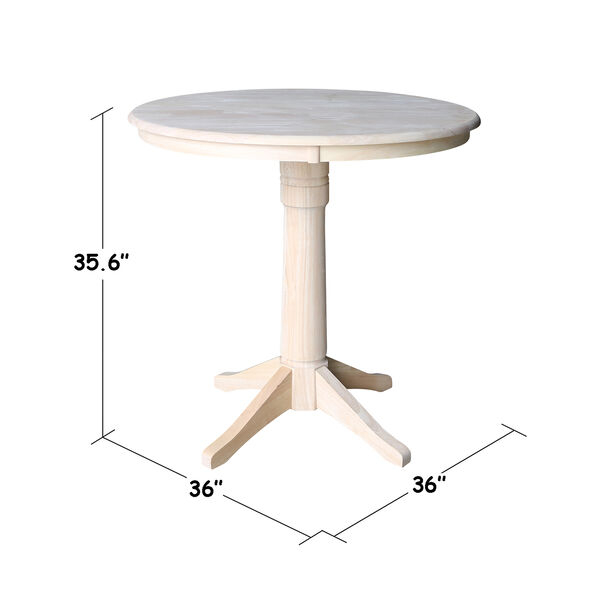 Unfinished 36-Inch Straight Pedestal Counter Height Table, image 3