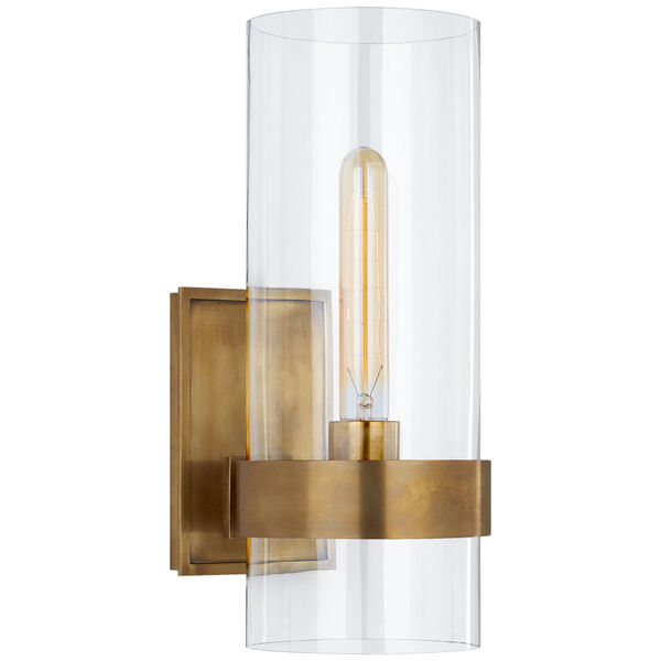 Presidio Small Sconce in Hand-Rubbed Antique Brass with Clear Glass by Ian K. Fowler, image 1