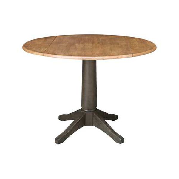 Hickory Washed Coal Round Top Dual Drop Leaf Pedestal Dining Table, image 1