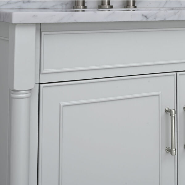 Bristol Light Gray 37-Inch Vanity Set with Carrara White Marble Top, image 4