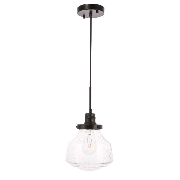 Lyle Black Eight-Inch One-Light Mini Pendant with Clear Seeded Glass, image 5