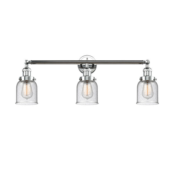 Franklin Restoration Polished Chrome 30-Inch Three-Light Bath Vanity with Seedy Small Bell Shade, image 1