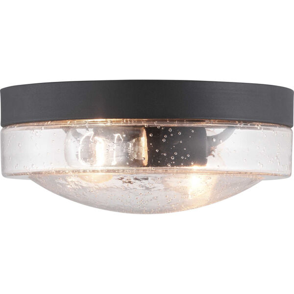 Weldon Black Two-Light Outdoor Flush Mount With Transparent Seeded Glass, image 3